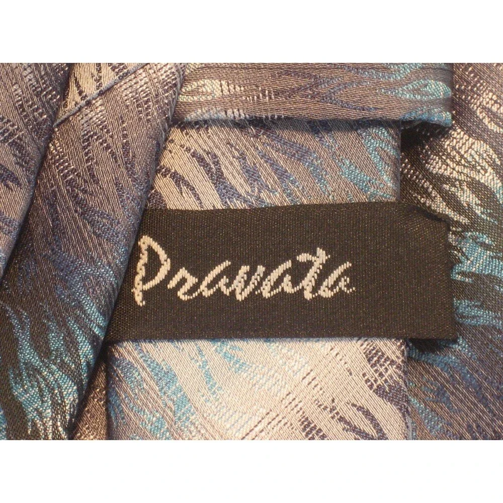 NWOT Pravata  Gray/Blue Microfibre Abstract Design Necktie